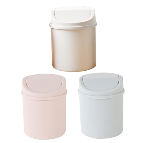 CUCUFA 3pcs Mini -Mülleimer, 6, 3 x 4, 9 x 4, 9 Zoll Plastik kleiner Mülleimer, Tabletop Deodorant mit Deckel für Wohnzimmer Küchenschlafzimmer Badezimmer und Büro von CUCUFA