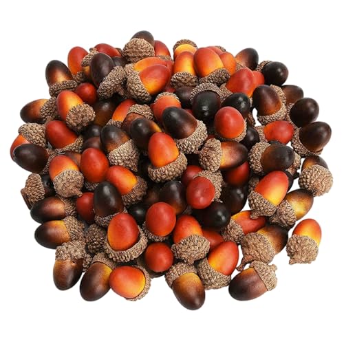 CUCUFA 50pcs ichornkünstliche -Dekor mit natürlicher Kappe lebenseike Eicheldekor für Bastelfruchtparty Requisite Schlüsselbund, Herbstdekorationen von CUCUFA