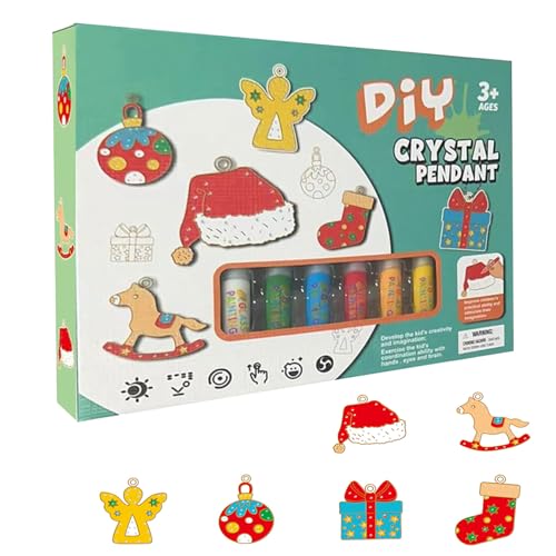 CUCUFA Fenster Kunst für Kinder, 6 Farben Sonnenfänger Kits Weihnachten Kristall Ornamente DIY Fenster malen Kunst Handwerk Zubehör Set für Kinder Pinzette Diamant Kunst Kits, Stil 2 von CUCUFA