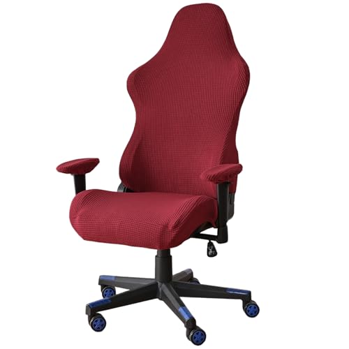 CUCUFA Gaming -Stuhl -Abdeckungsset, 4PCS/Set Elastic Polyester Office Chair Cover mit Armlehnenabdeckungen mit unabhängigen Armlehnen Weinrot, Computer von CUCUFA