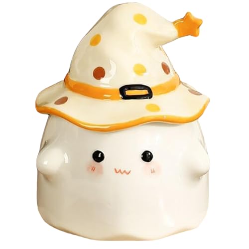 CUCUFA Ghost Becher mit Griff 350 ml süße Gesicht Ghost Kaffeetasse mit Hexenhut Deckel Mikrowellen -Keramik Halloween für Kinder Erwachsene Halloween Geschenke, Gelb, Kaffee CUCUFA Ghost Becher mit Griff 350 ml süße Gesicht Ghost Kaffeetasse mit Hexenhut Deckel Mikrowellen -Keramik Halloween für Kinder Erwachsene Halloween Geschenke, Gelb, Kaffee von CUCUFA