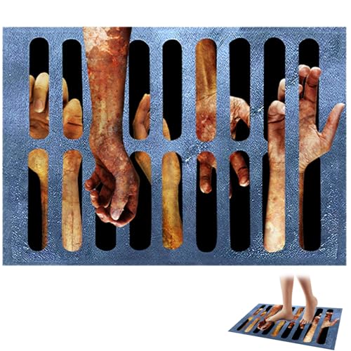 CUCUFA Halloween Türmatte 31.5x19.7 Zoll 3D Horror Clown Kanalisation Fußmatte rutschfest waschbar Teppich faltbar Halloween Fußmatte Bad Matte Style2 von CUCUFA