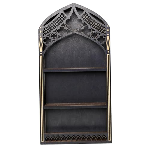 CUCUFA Kristallregal-Display für Wand, hölzerne gotische Hexendekor, schwarzes fensterförmiges Kristallregal 15.7x7.8 ätherisches Öl Display Schmuckstück CUCUFA Kristallregal-Display für Wand, hölzerne gotische Hexendekor, schwarzes fensterförmiges Kristallregal 15.7x7.8 ätherisches Öl Display Schmuckstück von CUCUFA