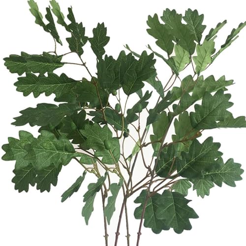 CUCUFA Künstliche Blattstämme, 4Pcs Eichenblätter, 29 Zoll Faux Eichenbaum Zweige, Langstamm Eichenbaum, gefälschte Pflanzen für Haus von CUCUFA