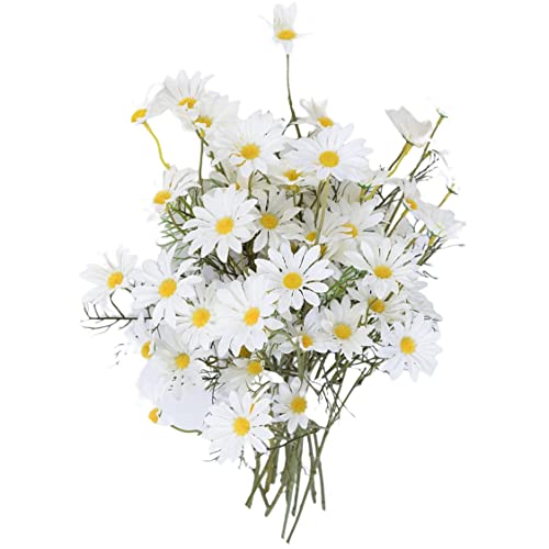 CUCUFA Künstliche Gänseblümchen Pflanzen gefälschte Blumen Hochzeit Blumensträuße Blumenarrangements Plastiktisch Mittelstücke für Hausgarten 2pcs Weiß von CUCUFA