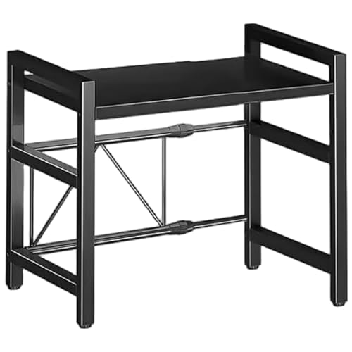 CUCUFA Mikrowellenständer Arbeitsplatte 16, 5-20 dehnbar 75 kg Lastmikrowellenständer mit 6 Haken 2-Tier-Kohlenstoffstahl-Ofen-Rack für Küche, Rack von CUCUFA