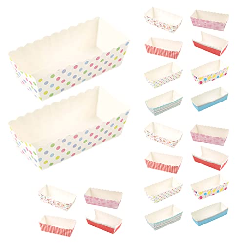 Mini Papier Laib Pfanne, 100Pcs Laib Kuchen Cases Papier Backen Laib Form resistent Backen Tablett rechteckig wasserdicht rutschfest Brot Muffin Chiffon Kuchen Pfannen, zufällige Farbe von CUCUFA