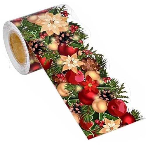 CUCUFA Weihnacht Bulletin Board Border 3Inx59ft Weihnachten Bulletin Brett Dekorationen wasserdichte Selbstklebende dekorative Verkleidung für Party Klassenzimmer von CUCUFA