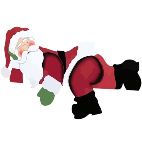 CUCUFA Weihnachtsdekorationen im Freien im Freien 15, 8 Zoll lebensechter Santa Zaun Peeker wasserdichtes Zaundekorationen für den Weihnachtsgartenplatz von CUCUFA