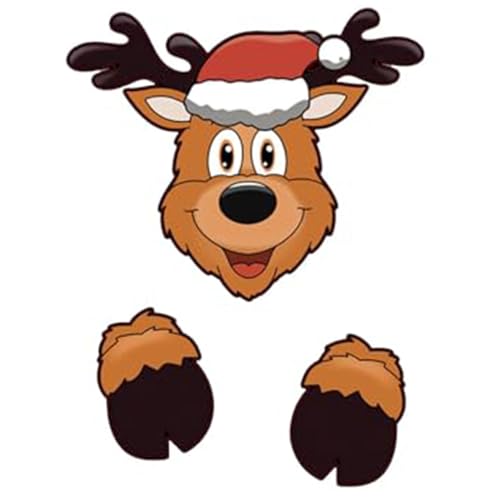 CUCUFA Weihnachtszaunspieler 1 Set Smile Face Rentier Zaun Peeker mit Stick & Foam Adhäsive wasserdichte Mehrzweck-Weihnachtsdekorationen für Haustür, Weihnachtsbaum CUCUFA Weihnachtszaunspieler 1 Set Smile Face Rentier Zaun Peeker mit Stick & Foam Adhäsive wasserdichte Mehrzweck-Weihnachtsdekorationen für Haustür, Weihnachtsbaum von CUCUFA