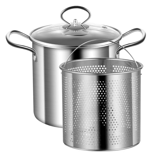 Frittichtopf mit Korb, 3,5-l-Frittiertopf Edelstahl kleine Fritteuse mit Anti-Scenen-Griff Fisch Fritteuse und Korböl Fritteuse für Pommes, Pommes, Hühnchen, Frittiertopf von CUCUFA