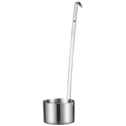 Große Kelle mit langem Griff, 500 ml Edelstahlkelle für Weinsauce mit flacher Basis und Haken, verdickter großer Wasserdaucher -Öllöffel für Heimküche, mit langem Griff Große Kelle mit langem Griff, 500 ml Edelstahlkelle für Weinsauce mit flacher Basis und Haken, verdickter großer Wasserdaucher -Öllöffel für Heimküche, mit langem Griff von CUCUFA