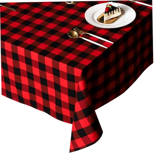 Tischtücher rechteckige Tischdecken rechteckige 53x71 -Zoll -Baumwollwäsche Plaid Buffalo Check Weihnachten Tischdecke für Weihnachtsfeier Hochzeit, Rechteck -Tischdecke von CUCUFA