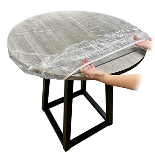 Vinyl angepasstes Tischdeckel rund transparent elastische Tischdecke wasserdichte Tabelle Abdeckung 110-140 cm von CUCUFA