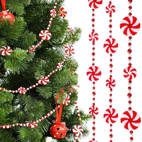 Weihnachtsbaumgirlande 6, 6 ft Kunststoff Rot weiße Süßigkeiten -Rohr -Weihnachtsdekorationen für Weihnachtsbaumkränze Zaun Kamin, Dekorationen von CUCUFA