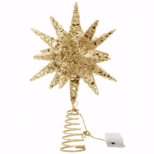 Weihnachtsbaumtopper 12x8 Zoll mit LED Light Weihnachtsbaumstern glitzernde Pailletten Ornament Topper Sturdy Spiral Basis für Wohnkultur, Star, Stern Weihnachtsbaumtopper 12x8 Zoll mit LED Light Weihnachtsbaumstern glitzernde Pailletten Ornament Topper Sturdy Spiral Basis für Wohnkultur, Star, Stern von CUCUFA
