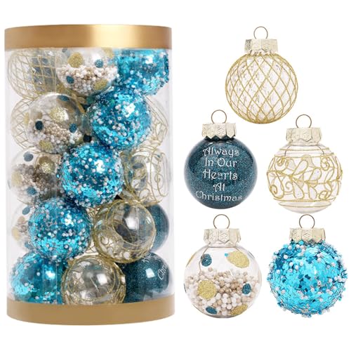Weihnachtskugel -Ornamente 25pcs 2, 4 Zoll bruchsicherer Weihnachtsbaumkugeln mit zartem und glitzerndem Muster Hanging Weihnachten Bubeln Dekor Blau & Gold, Baum Ornament Weihnachtskugel -Ornamente 25pcs 2, 4 Zoll bruchsicherer Weihnachtsbaumkugeln mit zartem und glitzerndem Muster Hanging Weihnachten Bubeln Dekor Blau & Gold, Baum Ornament von CUCUFA