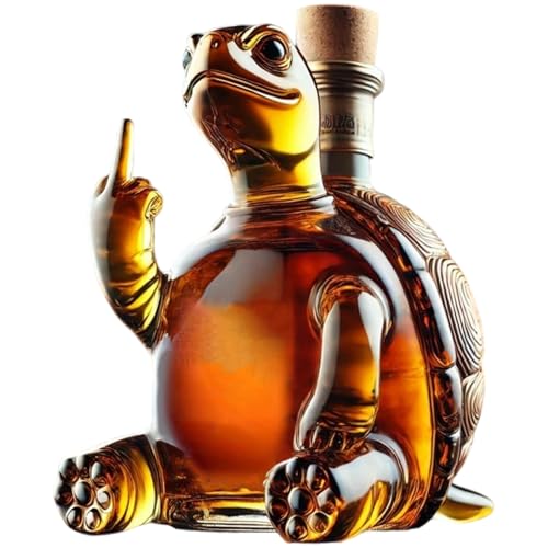 CUCUFA Whisky -Dekanter, 350 ml Turtle Wine Decanter zeigt seinen Mittelfinger, 5.1x5.1x7.1 Transparentes Glaswhscheisflasche mit Stopper für Geschenke, Whisky von CUCUFA