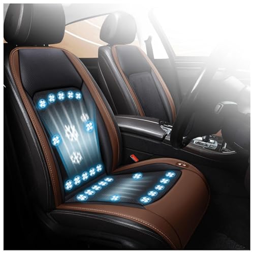 CUCUKAKA Kühlende Sitzauflage Auto, mit 24 Ventilatoren 3 einstellbare Windgeschwindigkeiten Kühlende Autositzauflage Kühlende Sitzauflage Auto für Auto LKW Van,Brown-12V von CUCUKAKA