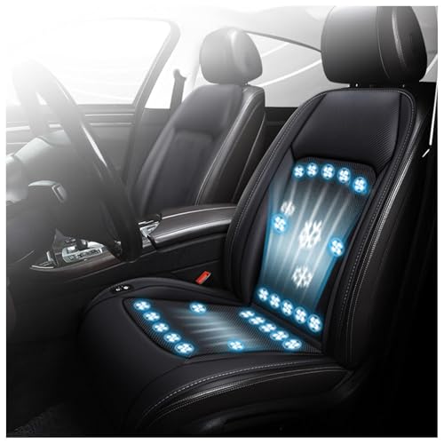 CUCUKAKA Kühlende Sitzauflage Auto, mit 24 Ventilatoren 3 einstellbare Windgeschwindigkeiten Sitzauflage Kühlung Klima Sitzauflage für Auto LKW Van,Black-24V von CUCUKAKA