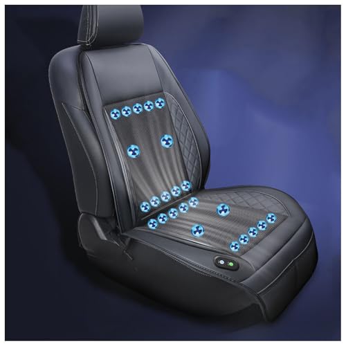 CUCUKAKA Sitzbelüftung Auto, mit 24 Ventilatoren 3 einstellbare Windgeschwindigkeiten Sitzauflage Auto Vordersitze Sitzbelüftung Auto für Auto LKW Van,Black-24V von CUCUKAKA