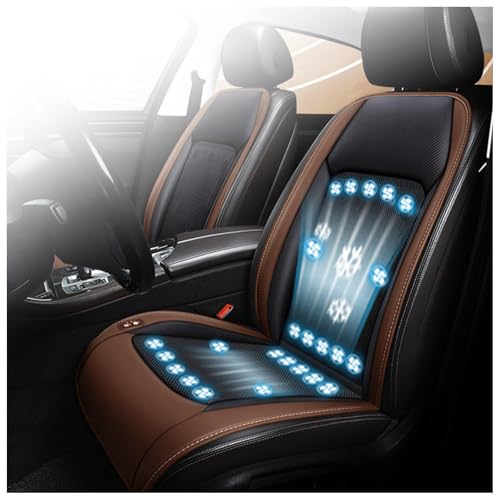CUCUKAKA Sitzkühlung Auto, mit 24 Ventilatoren 3 einstellbare Windgeschwindigkeiten Autositzauflage Vordersitze Autositzauflage für Auto LKW SUV RV,Brown-24V von CUCUKAKA