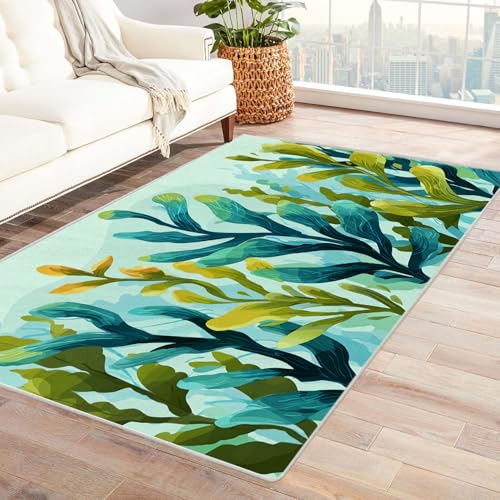 CUDAOO Bedruckter Innen-/Außenteppich Algenbilder Für Wohnzimmer, Sofa, Tisch, Flur, Fußmatte,Schlafzimmer(Minzgrün.)-120x150cm von CUDAOO