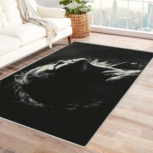 CUDAOO Bedruckter Innen-/Außenteppich Aufsuchen Teppich Wohnzimmer Schlafzimmer(schwarz)-180x270cm von CUDAOO