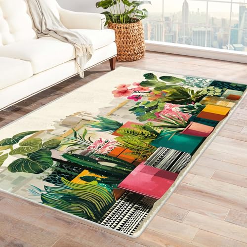 CUDAOO Bedruckter Innen-/Außenteppich Balkon Anlage Tepich Moderne Wohnzimmer Vintage Schlafzimmer(Grün)-240x300cm von CUDAOO