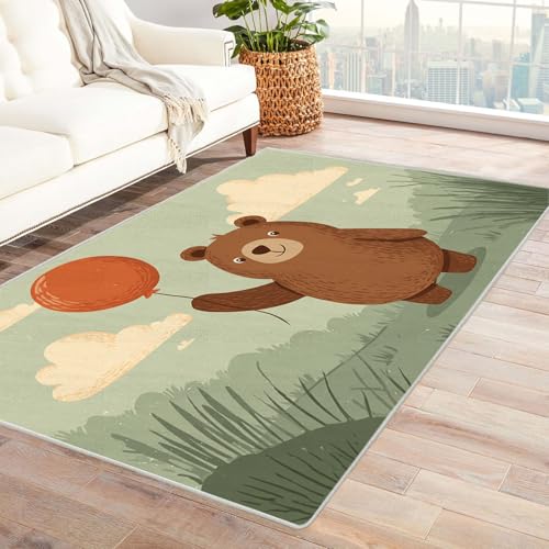 CUDAOO Bedruckter Innen-/Außenteppich Ballonbär Für Wohnzimmer, Sofa, Tisch, Flur, Fußmatte,Schlafzimmer(Braun)-240x300cm von CUDAOO