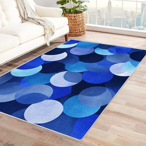 CUDAOO Bedruckter Innen-/Außenteppich Blaue Mondflecken Teppich Wohnzimmer Schlafzimmer(Blau.)-180x240cm von CUDAOO