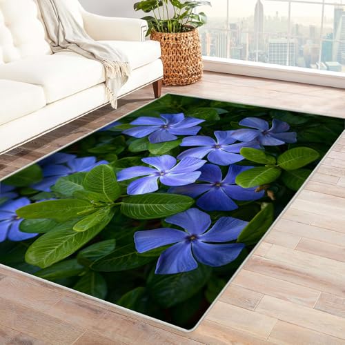 CUDAOO Bedruckter Innen-/Außenteppich Blauer Frühling Teppich Wohnzimmer Schlafzimmer(Blau)-150x180cm von CUDAOO