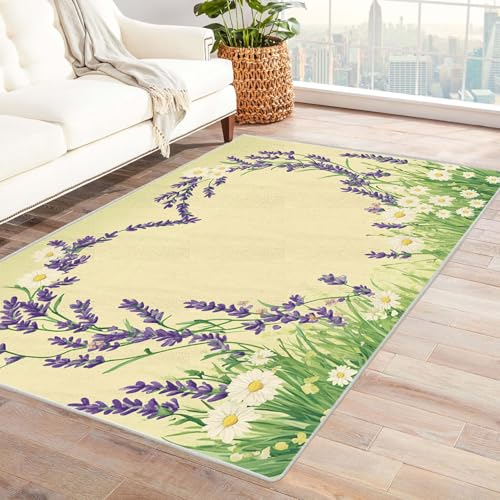 CUDAOO Bedruckter Innen-/Außenteppich Blumenringe Tepich Moderne Wohnzimmer Vintage Schlafzimmer(Violett)-240x300cm von CUDAOO