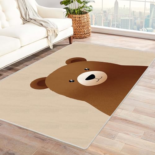CUDAOO Bedruckter Innen-/Außenteppich Braunbär-Bild Für Wohnzimmer, Sofa, Tisch, Flur, Fußmatte,Schlafzimmer(Braun)-240x300cm von CUDAOO