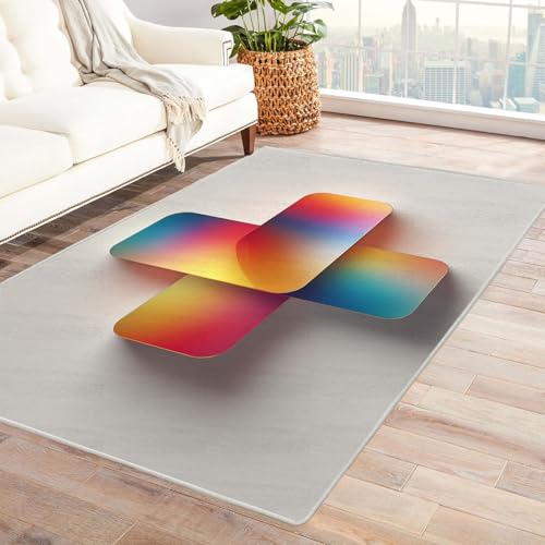 CUDAOO Bedruckter Innen-/Außenteppich Bunte Blockkreuzung Teppich Wohnzimmer Schlafzimmer(Deine Farben)-120x150cm von CUDAOO