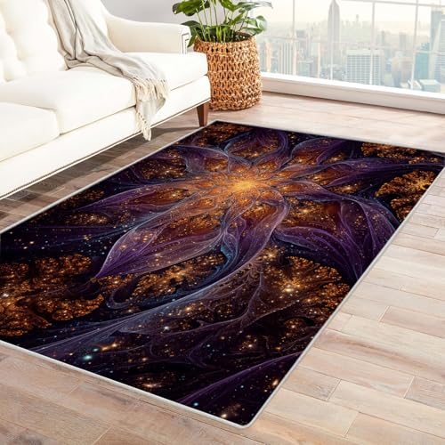 CUDAOO Bedruckter Innen-/Außenteppich Bunte Blumenformen Tepich Moderne Wohnzimmer Vintage Schlafzimmer(Violett)-240x300cm von CUDAOO