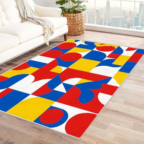 CUDAOO Bedruckter Innen-/Außenteppich Bunte Geometrie Tepich Moderne Wohnzimmer Vintage Schlafzimmer(Deine Farben)-60x90cm von CUDAOO