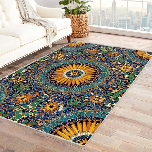 CUDAOO Bedruckter Innen-/Außenteppich Bunte Intarsien Tepich Moderne Wohnzimmer Vintage Schlafzimmer(Deine Farben)-210x300cm von CUDAOO
