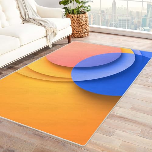 CUDAOO Bedruckter Innen-/Außenteppich Bunte Kreisstapel Tepich Moderne Wohnzimmer Vintage Schlafzimmer(Deine Farben)-240x300cm von CUDAOO