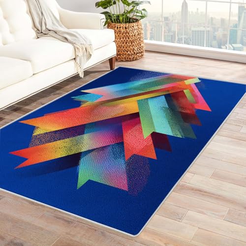 CUDAOO Bedruckter Innen-/Außenteppich Bunte Pfeile Tepich Moderne Wohnzimmer Vintage Schlafzimmer(Deine Farben)-90x120cm von CUDAOO