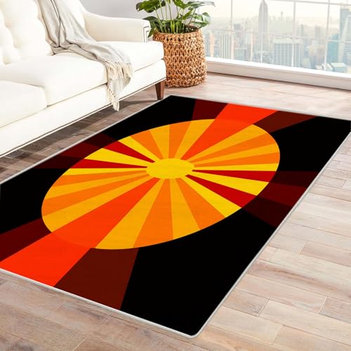 CUDAOO Bedruckter Innen-/Außenteppich Bunte Strahlung Teppich Wohnzimmer Schlafzimmer(Orange.)-240x300cm von CUDAOO