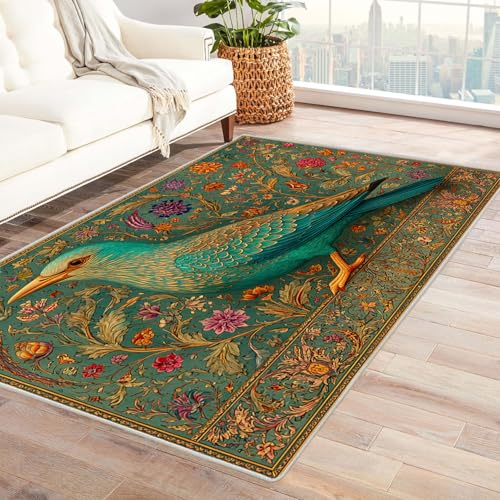 CUDAOO Bedruckter Innen-/Außenteppich Bunter Vogel Teppich Wohnzimmer Schlafzimmer(Deine Farben)-60x90cm von CUDAOO