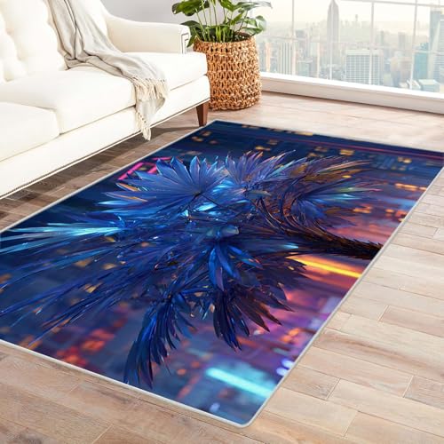 CUDAOO Bedruckter Innen-/Außenteppich Cyber ​​Tree Teppich Wohnzimmer Schlafzimmer(Blau)-150x240cm von CUDAOO