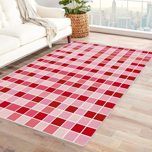CUDAOO Bedruckter Innen-/Außenteppich DREI Katzen Für Wohnzimmer, Sofa, Tisch, Flur, Fußmatte,Schlafzimmer(Rot)-210x300cm von CUDAOO