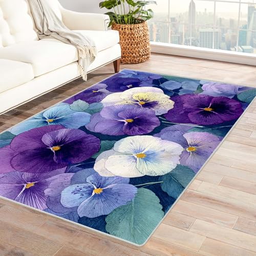 CUDAOO Bedruckter Innen-/Außenteppich Dreifach Für Wohnzimmer, Sofa, Tisch, Flur, Fußmatte,Schlafzimmer(Violett)-150x240cm von CUDAOO