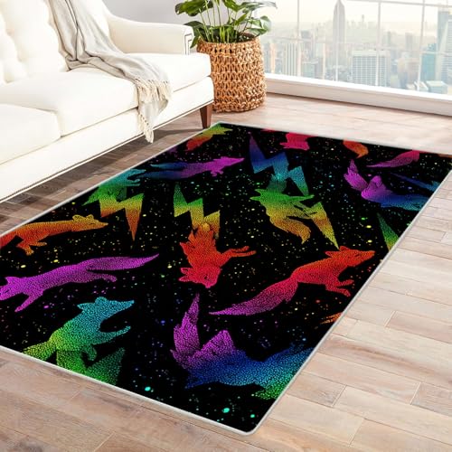 CUDAOO Bedruckter Innen-/Außenteppich Fantasiefuchs Teppich Wohnzimmer Schlafzimmer(Deine Farben)-90x150cm von CUDAOO