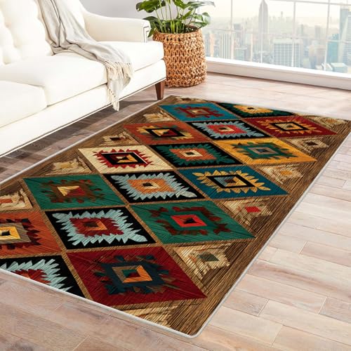 CUDAOO Bedruckter Innen-/Außenteppich Farbiger Diamantteppich Teppich Wohnzimmer Schlafzimmer(Mehrfarbige)-240x300cm von CUDAOO