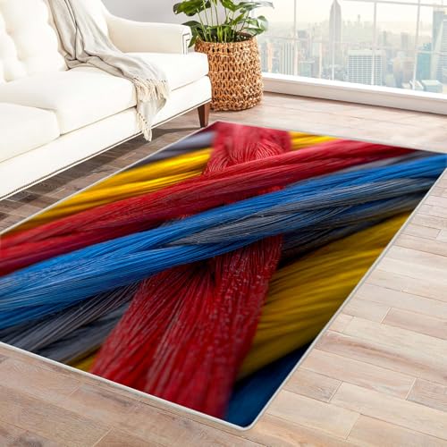 CUDAOO Bedruckter Innen-/Außenteppich Farbiges Fadengewirr Teppich Wohnzimmer Schlafzimmer(Rot)-150x240cm von CUDAOO