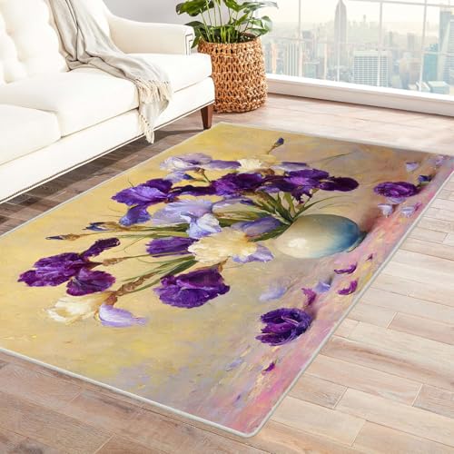 CUDAOO Bedruckter Innen-/Außenteppich Flasche Teppich Wohnzimmer Schlafzimmer(Violett)-150x180cm von CUDAOO