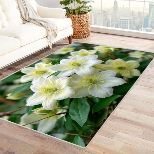 CUDAOO Bedruckter Innen-/Außenteppich Gelbe Eisenlinie Tepich Moderne Wohnzimmer Vintage Schlafzimmer(Weiß)-120x180cm von CUDAOO